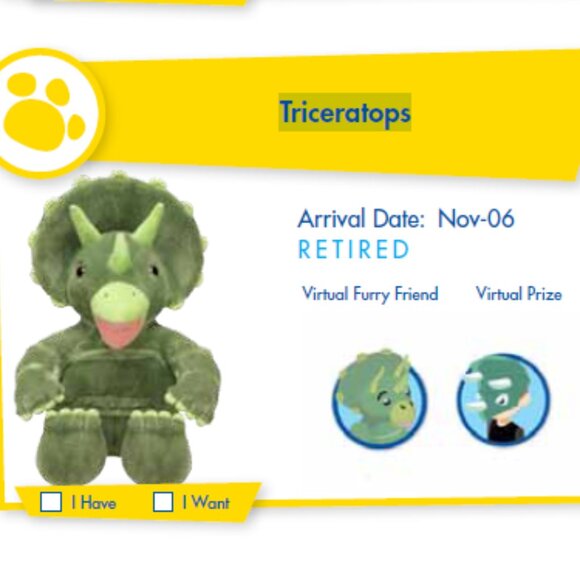 Build-A-Bear (BAB) Retired 2006 Triceratops Stuffie w/ Girl Outfit (SKU: 362TO) - Picture 11 of 11